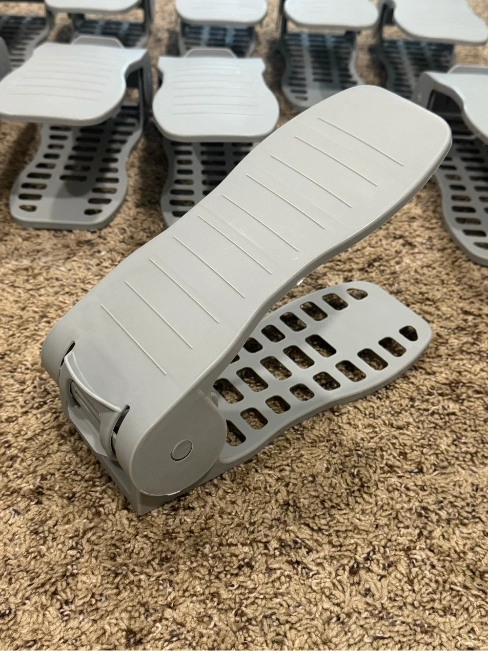 Adjustable Shoe Slot Organizers - Light Gray (Set of 12)